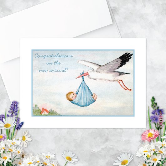 ヴィンテージストーク生まれたばかりのおめでとう カード