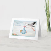 ヴィンテージストーク生まれたばかりのおめでとう カード (正面)