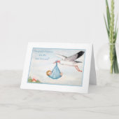 ヴィンテージストーク生まれたばかりのおめでとう カード (正面)