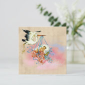 ヴィンテージストーク男の赤ちゃんシャワー 招待状 (スタンド正面)