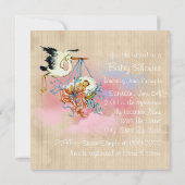 ヴィンテージストーク男の赤ちゃんシャワー 招待状 (裏面)