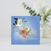 ヴィンテージストーク男の赤ちゃんシャワー 招待状 (スタンド正面)