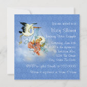 ヴィンテージストーク男の赤ちゃんシャワー 招待状 (裏面)