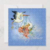 ヴィンテージストーク男の赤ちゃんシャワー 招待状 (正面)