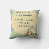 ヴィンテージストーク男の赤ちゃんブランケット、ようこそ世界 クッション (裏面)