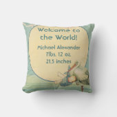 ヴィンテージストーク男の赤ちゃんブランケット、ようこそ世界 クッション (正面)