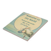 ヴィンテージストーク男の赤ちゃんブランケット、ようこそ世界 タイル (側面)