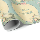 ヴィンテージストーク男の赤ちゃんブランケット、ようこそ世界 ラッピングペーパー (ロールコーナー)