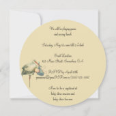 ヴィンテージストーク男の赤ちゃんブルーブランケット赤ちゃんシャワー 招待状 (裏面)