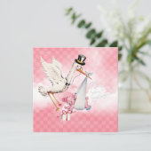 ヴィンテージストーク赤ちゃんガールシャワー 招待状 (スタンド正面)