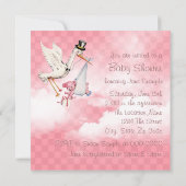 ヴィンテージストーク赤ちゃんガールシャワー 招待状 (裏面)