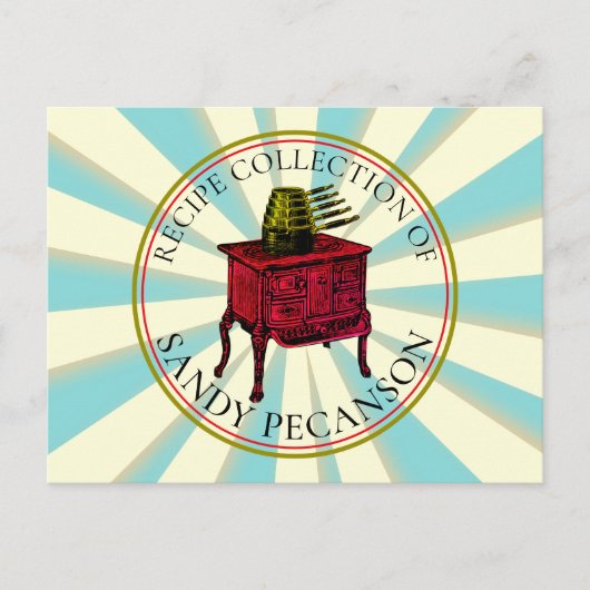 ヴィンテージストーブ料理パーソナライズされたレシピカード ポストカード (正面)