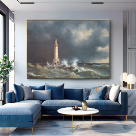 ヴィンテージストーミーライトハウスドラマチック海岸 キャンバスプリント