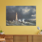 ヴィンテージストーミーライトハウスドラマチック海岸 キャンバスプリント (インサイチュ (リビング))