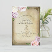 ヴィンテージストーリエレガントブックフローラSweet 16パーティー 招待状 (スタンド正面)