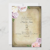 ヴィンテージストーリエレガントーフローラグ結婚リーズ 招待状 (正面)