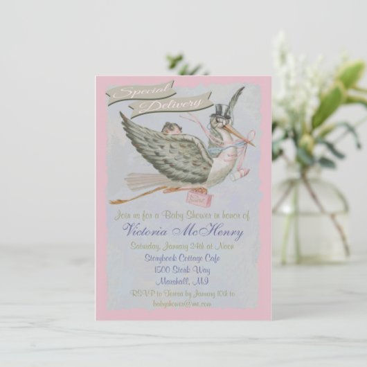 ヴィンテージストーリーブックストークベビーシャワー招待状 招待状 (スタンド正面)