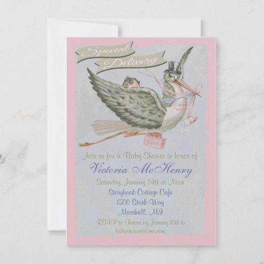 ヴィンテージストーリーブックストークベビーシャワー招待状 招待状 (正面)