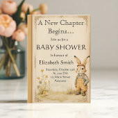 ヴィンテージストーリーブックバニー付きベビーシャワー 招待状