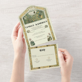 ヴィンテージストーリーブックフォレストすべて1つの結婚式の招待 オールインワン招待状