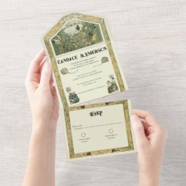 ヴィンテージストーリーブックフォレストすべて1つの結婚式の招待 オールインワン招待状