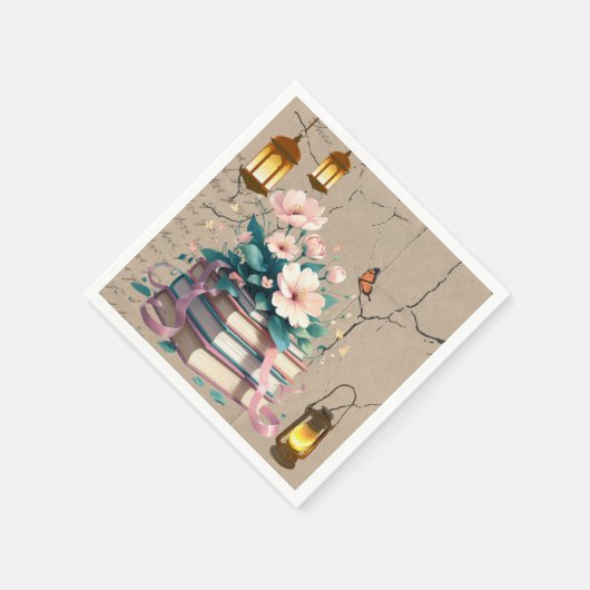 ヴィンテージストーリーブックフローラベビーシャワー スタンダードカクテルナプキン (角)