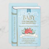ヴィンテージストーリーブックベビーシャワー招待ボーイブルー 招待状 (正面/裏面)