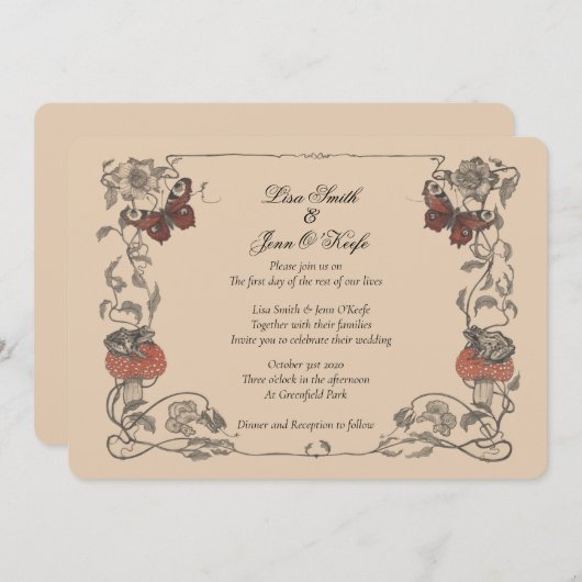 ヴィンテージストーリーブックマッシュルーム結婚式招待状 招待状 (正面/裏面)