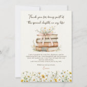 ヴィンテージストーリーブックワイルドフラワーチャプターブライダルシャワー サンキューカード (正面)
