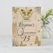 ヴィンテージストーリーブック金ゴールドバタフライクインセアニラ 招待状 (スタンド正面)