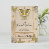 ヴィンテージストーリーブック金ゴールドバタフライブライダルシャワー 招待状 (スタンド正面)