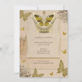 ヴィンテージストーリーブック金ゴールドバタフライブライダルシャワー 招待状 (裏面)