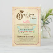 「ヴィンテージストーリーブック」ベビーシャワー招待状5x7 招待状 (スタンド正面)