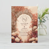 ヴィンテージストーンアーチ秋の結婚式 招待状 (スタンド正面)