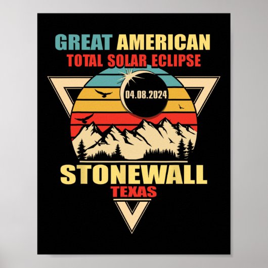 ヴィンテージストーンウォールテキサス州太陽の皆既食2024 ポスター (正面)