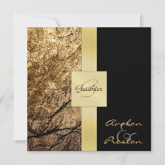 ヴィンテージストーンモノグラムフォーマル結婚式招待状 招待状 (正面)