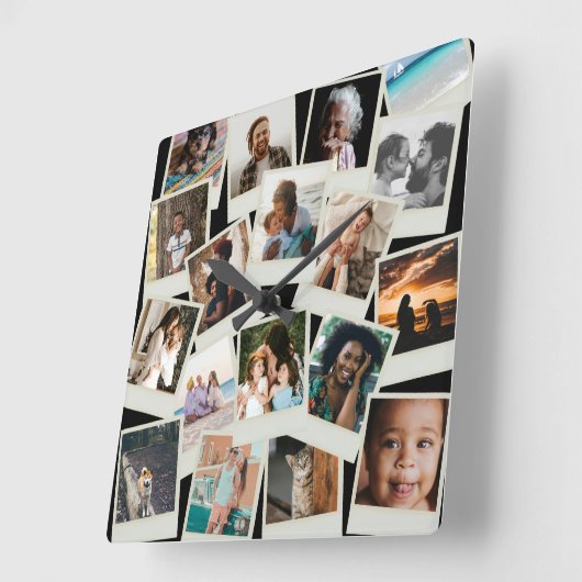 ヴィンテージスナップショット写真 スクエア壁時計 (傾斜)