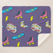 ヴィンテージスニーカーズスケートボードレトロテーマ シェルパブランケット (正面(横))