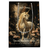 ヴィンテージスノーウッドランドファンタジーフォレストユニコーン ミディアムペーパーバッグ (裏面)