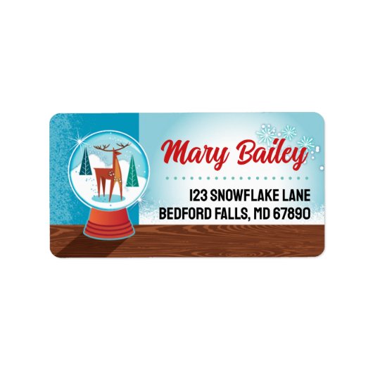 ヴィンテージスノーグローブクリスマスカード住所 シール (正面)