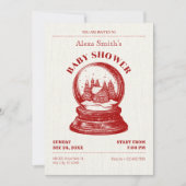 ヴィンテージスノーグローブクリスマスベビーシャワー 招待状 (正面)