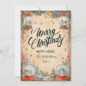 ヴィンテージスノーグローブクリスマス シーズンカード (正面)