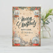 ヴィンテージスノーグローブクリスマス シーズンカード (スタンド正面)