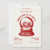 ヴィンテージスノーグローブクリスマス 招待状 (正面)