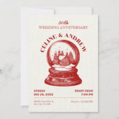 ヴィンテージスノーグローブ結婚クリスマス記念日 招待状 (正面)