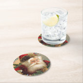 ヴィンテージスノーサンタクロースメリークリスマス ラウンドペーパーコースター (インサイチュ)