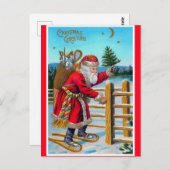 ヴィンテージスノーシューズのサンタコピーのクリスマスポストカード ポストカード (正面/裏面)