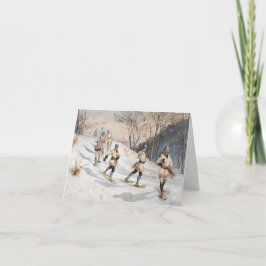 ヴィンテージスノーシューズインウッズホリデーカード シーズンカード