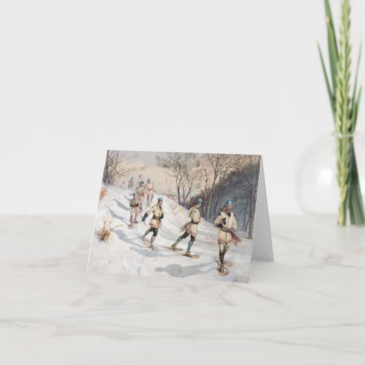 ヴィンテージスノーシューズインウッズホリデーカード シーズンカード (正面)