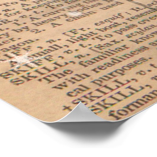 ヴィンテージスノースキーディアー辞書ページアートポスター ポスター (角)